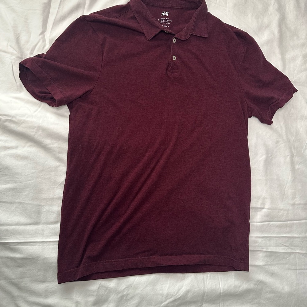 H&M Red Polo Shirt Classic Knit Short Sleeve